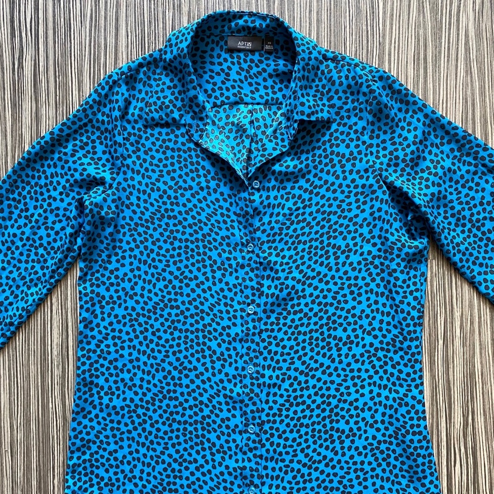 Turquoise Polka-Dot Button Up - image 3